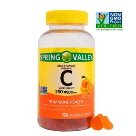 Spring Valley Immune Health Non GMO Vitamin C Vegetarian Gummies, Orange, 250 mg, 150 Count