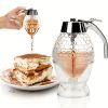 1pc Maple Syrup Dispenser - No Drip Honey Comb Shaped Honey Pot with 8oz Capacity and Storage Stand