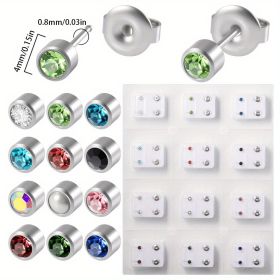 98-Piece Professional Ear & Nose Piercing Kit - Perfect for Home & Salon Use! (Items: 12 Pairs Of 4mm Steel Color Mixed Diamond Stud Earrings)